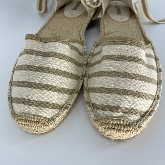 Soludos Lauren Espadrille Lace-up Sandals in White/Tan Stripe - Picture 3 of 10